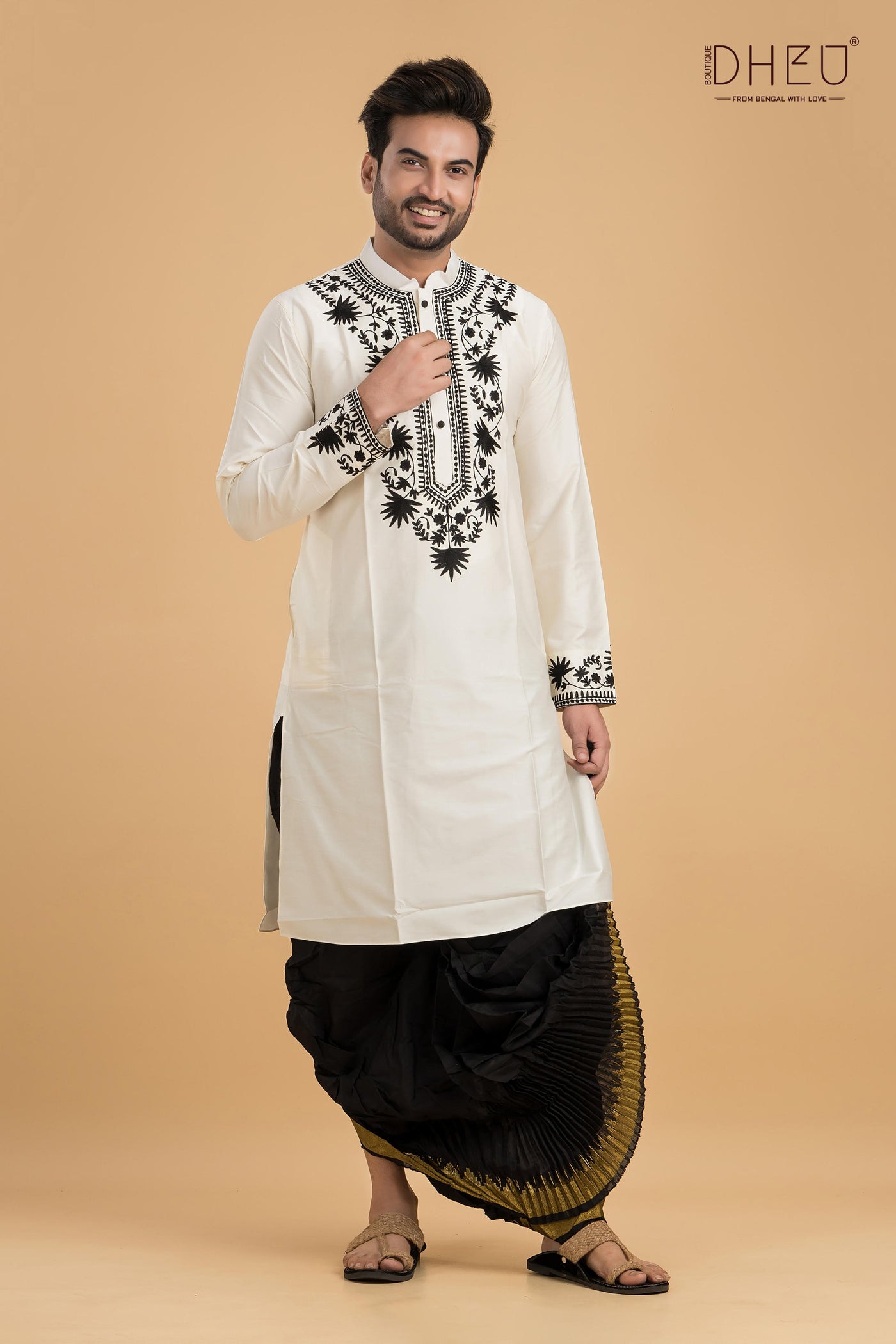 Exclusive Designer Silk Kurta & Dhoti(Optional) Set