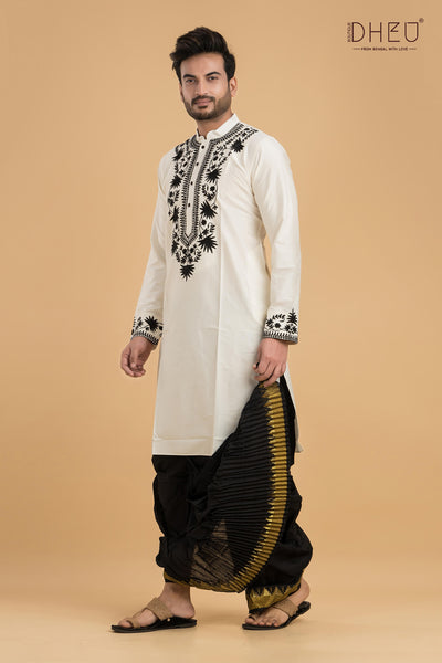 Exclusive Designer Silk Kurta & Dhoti(Optional) Set