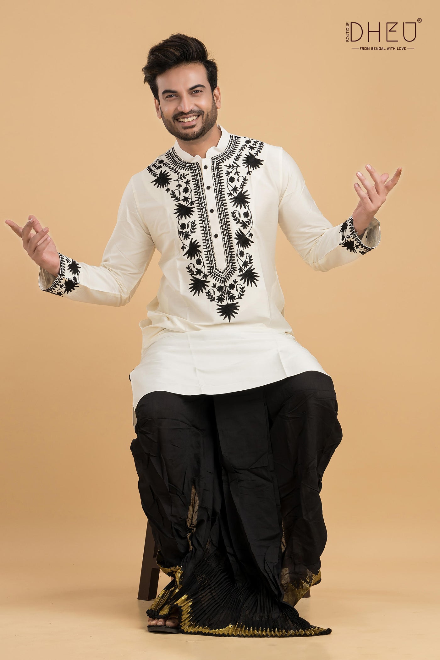 Exclusive Designer Silk Kurta & Dhoti(Optional) Set