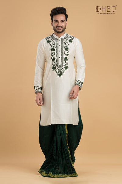 Exclusive Designer Silk Kurta & Dhoti(Optional) Set