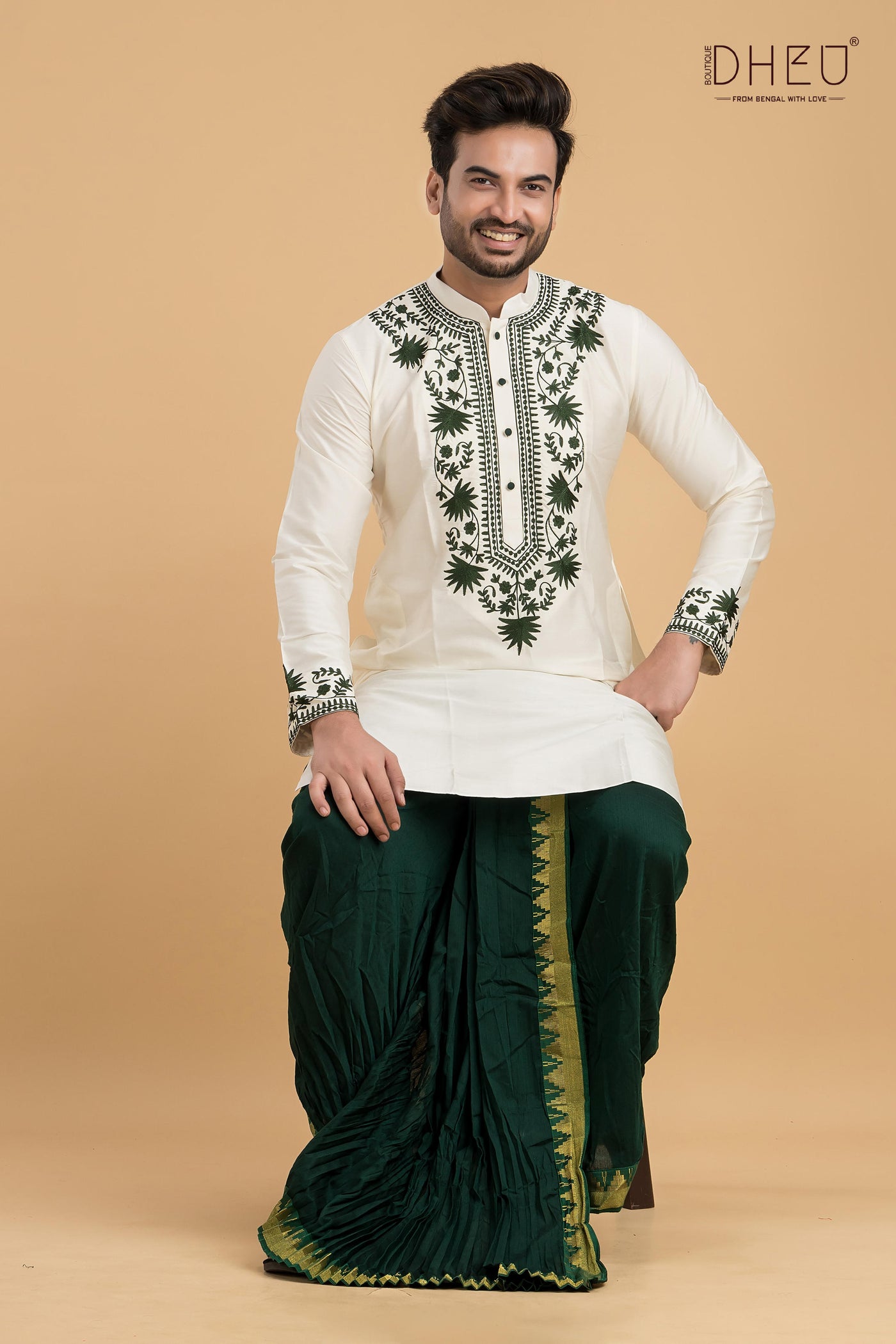 Exclusive Designer Silk Kurta & Dhoti(Optional) Set