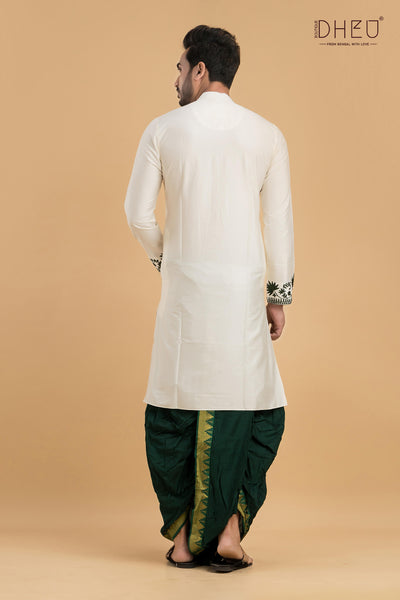 Exclusive Designer Silk Kurta & Dhoti(Optional) Set