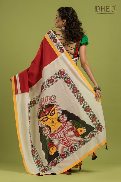 Maa Durga Handpaint Saree