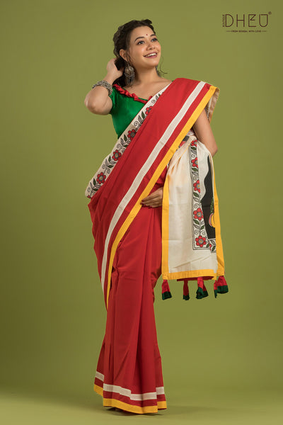 Maa Durga Handpaint Saree