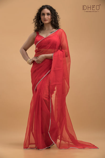 Uttar Falguni - Dheu Exclusive Organza Saree