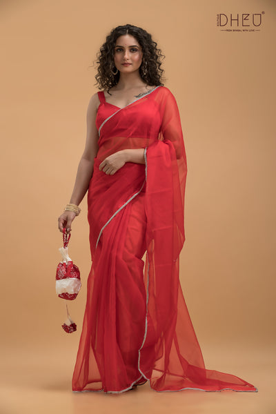 Uttar Falguni - Dheu Exclusive Organza Saree