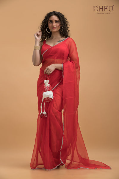 Uttar Falguni - Dheu Exclusive Organza Saree