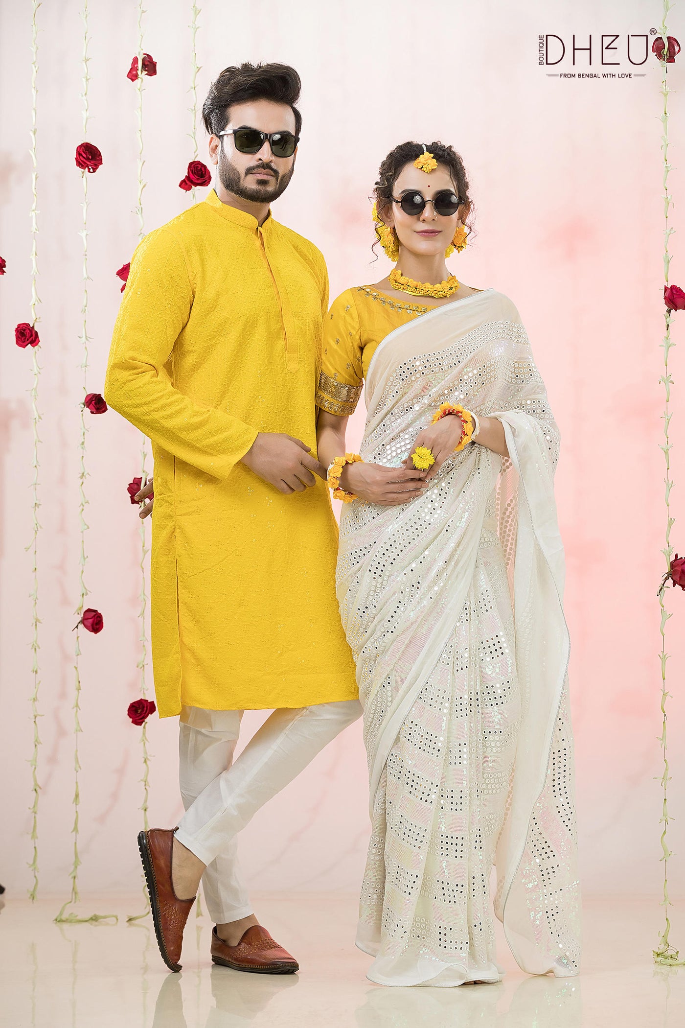 Dheu Exclusive Kurta & Saree Couple Set