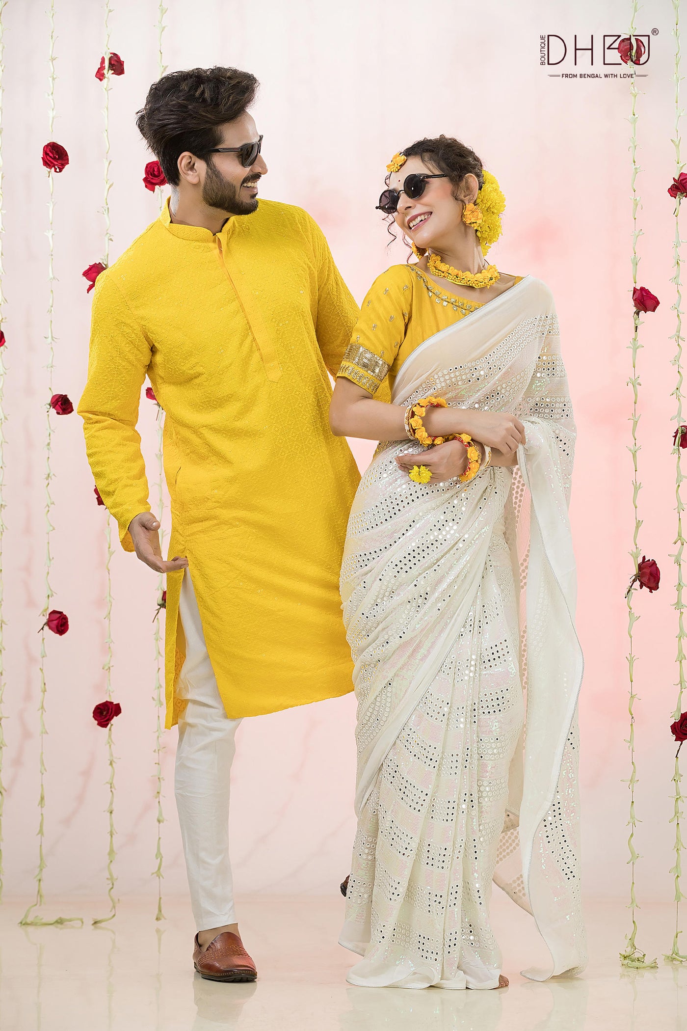 Dheu Exclusive Kurta & Saree Couple Set