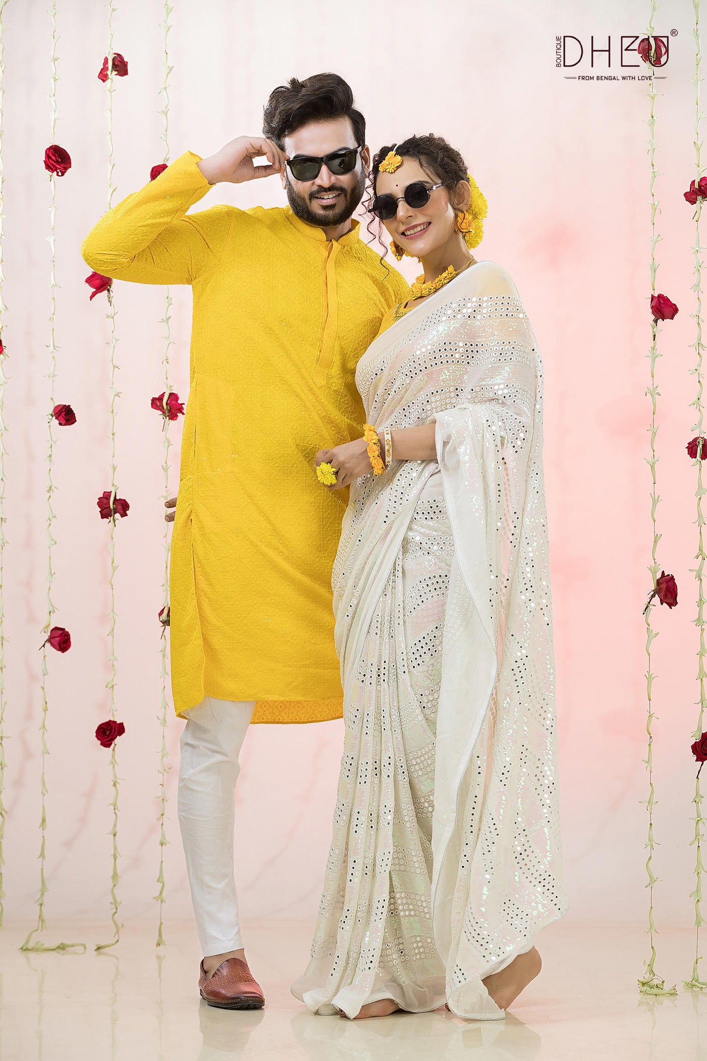 Dheu Exclusive Kurta & Saree Couple Set