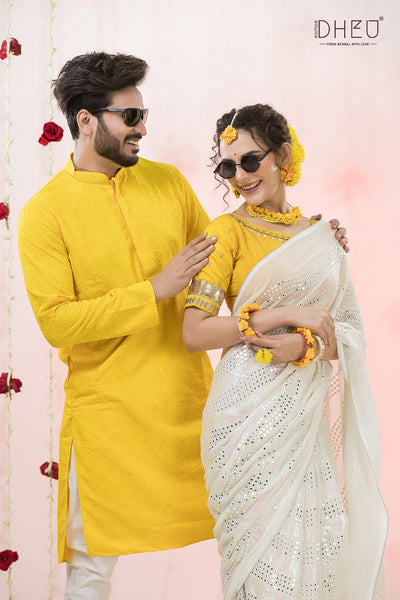 Dheu Exclusive Kurta & Saree Couple Set