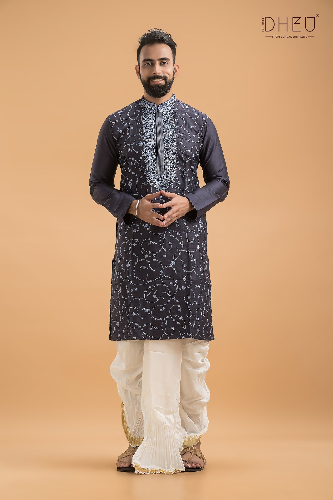 Exclusive Katan Silk Kurta & Dhoti(Optional) Set