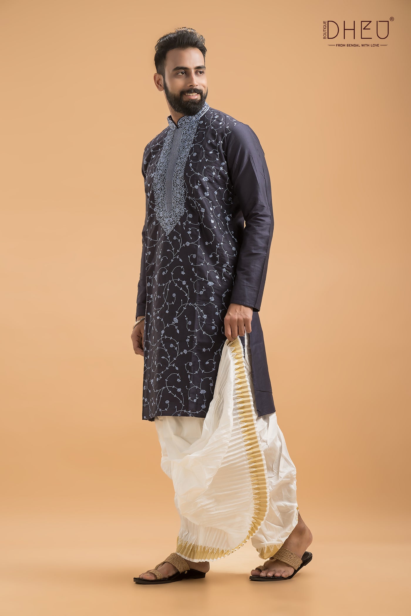 Exclusive Katan Silk Kurta & Dhoti(Optional) Set