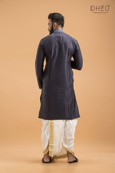 Exclusive Katan Silk Kurta & Dhoti(Optional) Set