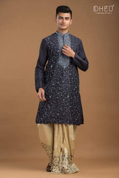 Exclusive Katan Silk Kurta & Dhoti Set