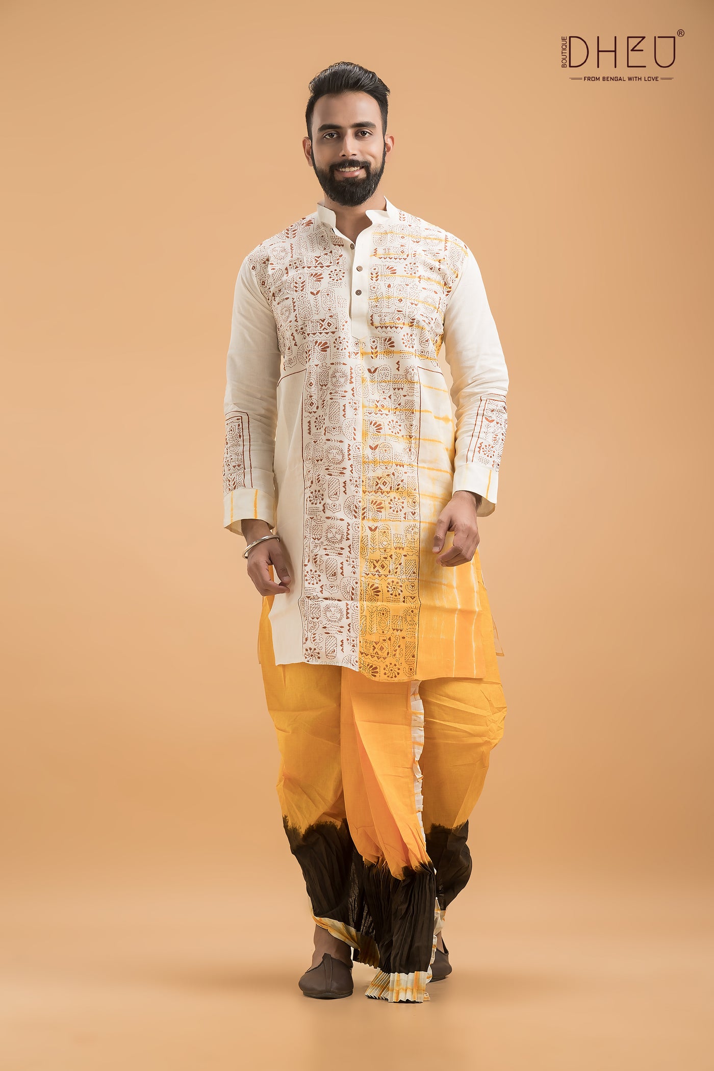 Designer Kantha Stitched Kurta & Dhoti(Optional)Set