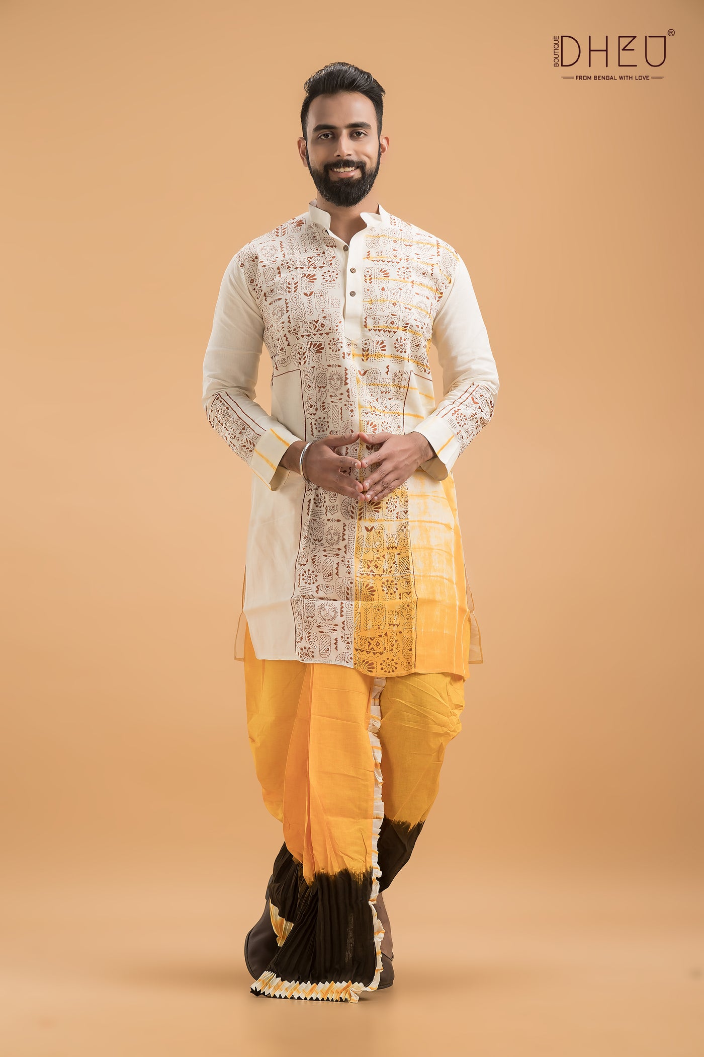 Designer Kantha Stitched Kurta & Dhoti(Optional)Set