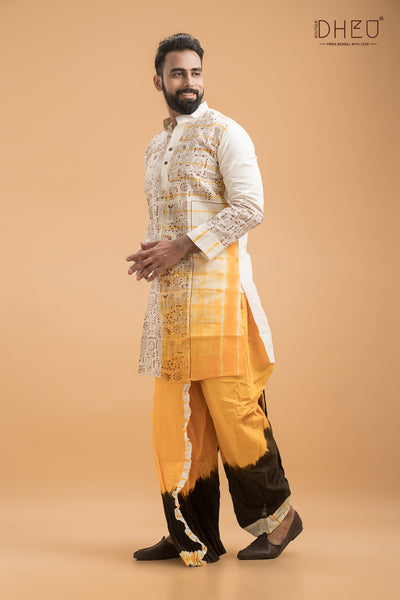 Designer Kantha Stitched Kurta & Dhoti(Optional)Set