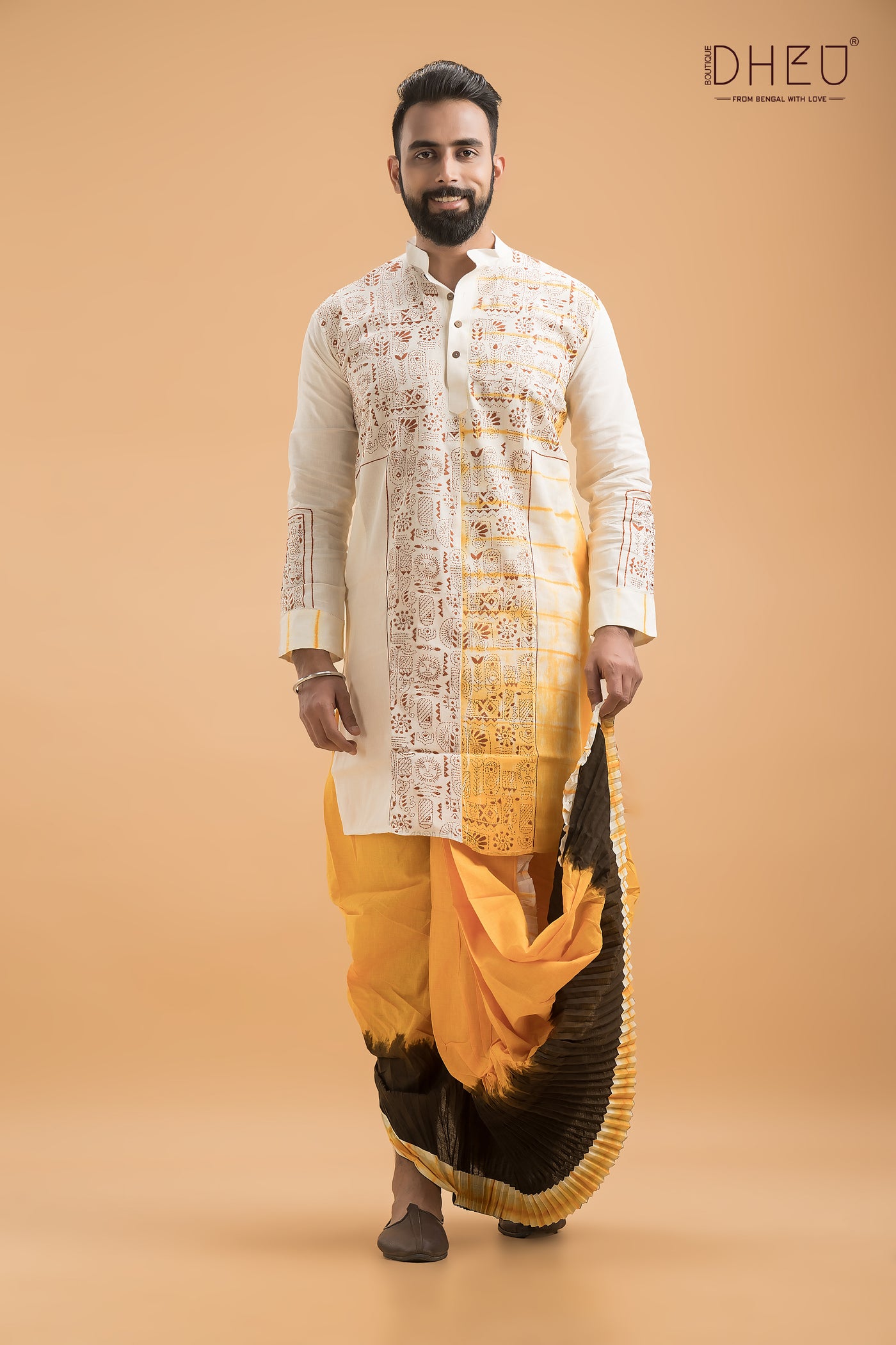 Designer Kantha Stitched Kurta & Dhoti(Optional)Set