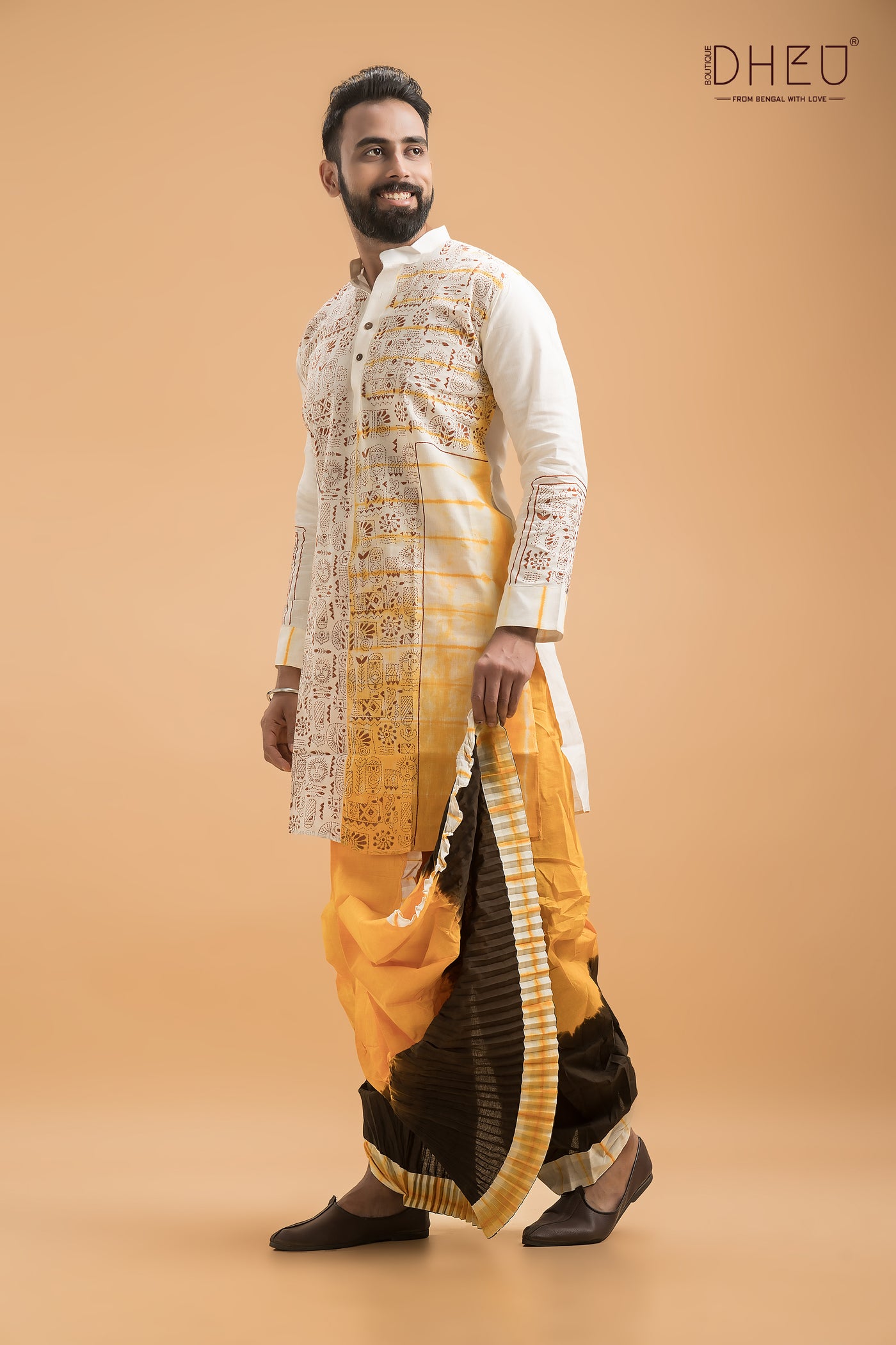 Designer Kantha Stitched Kurta & Dhoti(Optional)Set