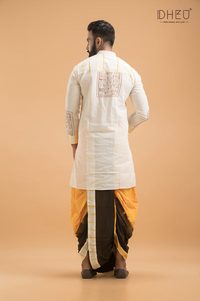 Designer Kantha Stitched Kurta & Dhoti(Optional)Set