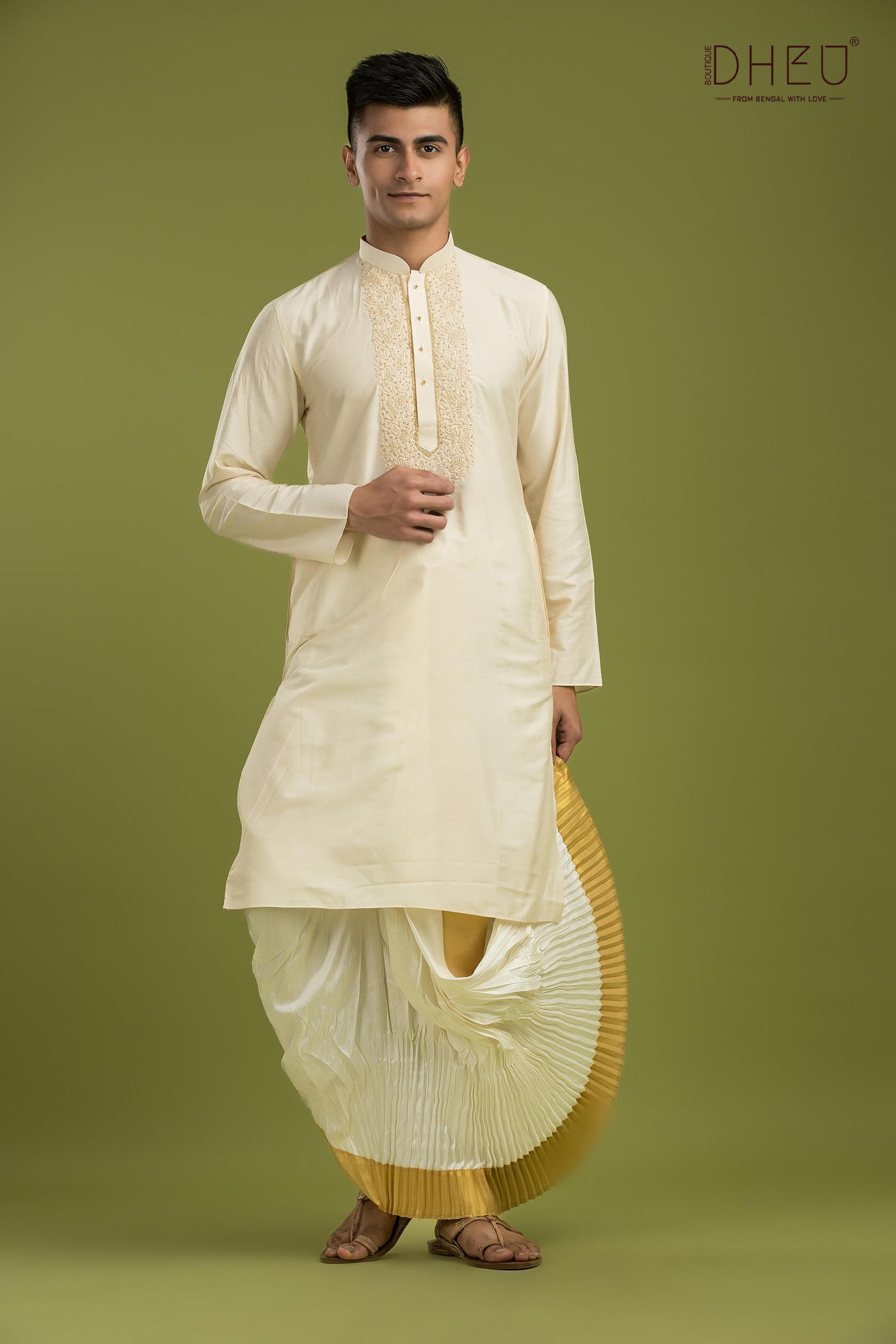 Designer Silk Kurta & Dhoti(Optional) Set