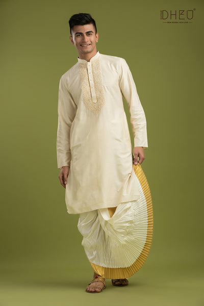 Designer Silk Kurta & Dhoti(Optional) Set