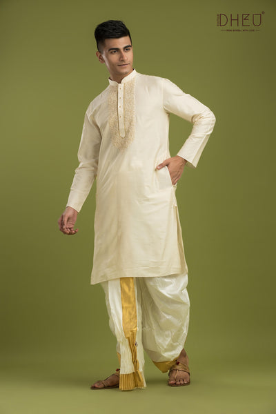 Designer Silk Kurta & Dhoti(Optional) Set