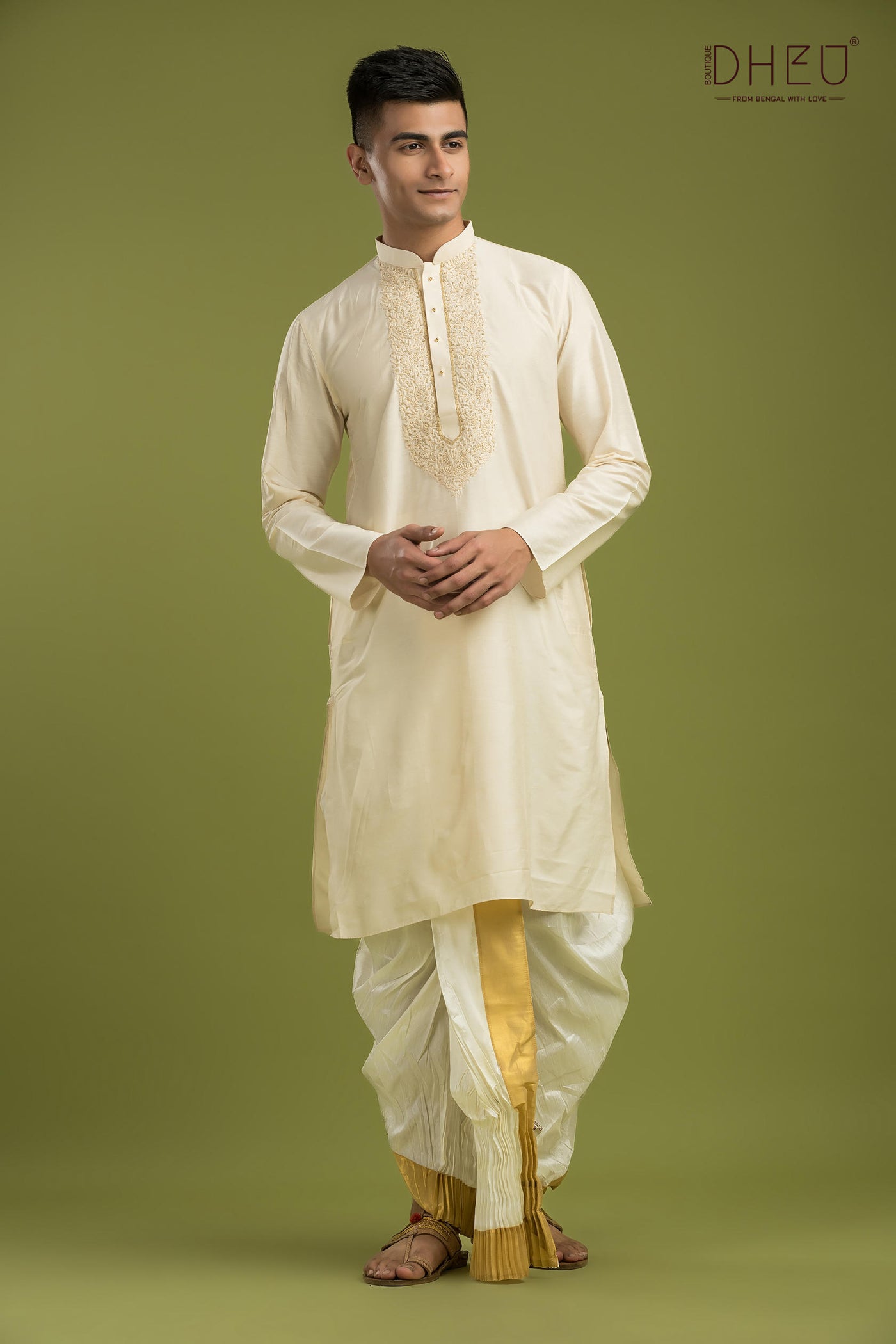 Designer Silk Kurta & Dhoti(Optional) Set