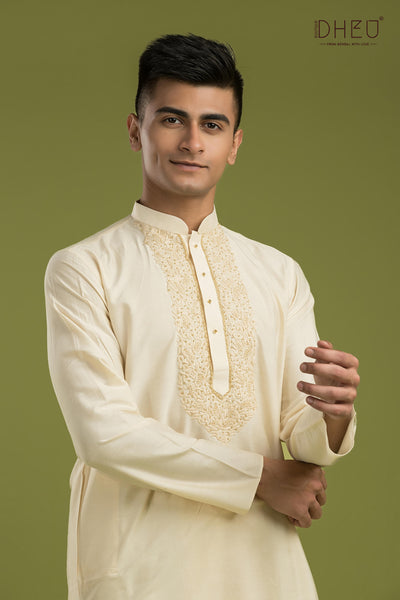 Designer Silk Kurta & Dhoti(Optional) Set