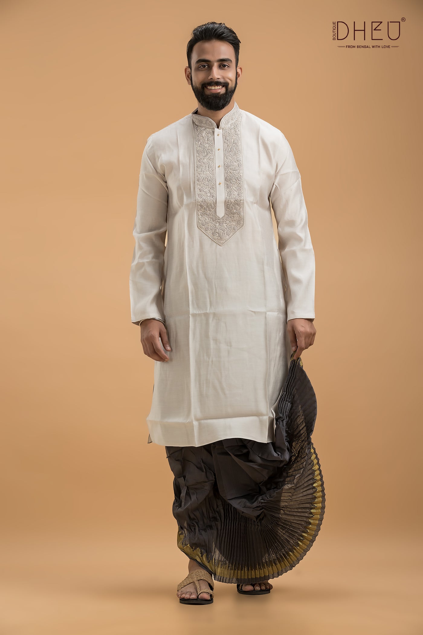 Dheu Designer Silk Kurta & Dhoti(Optional) Set