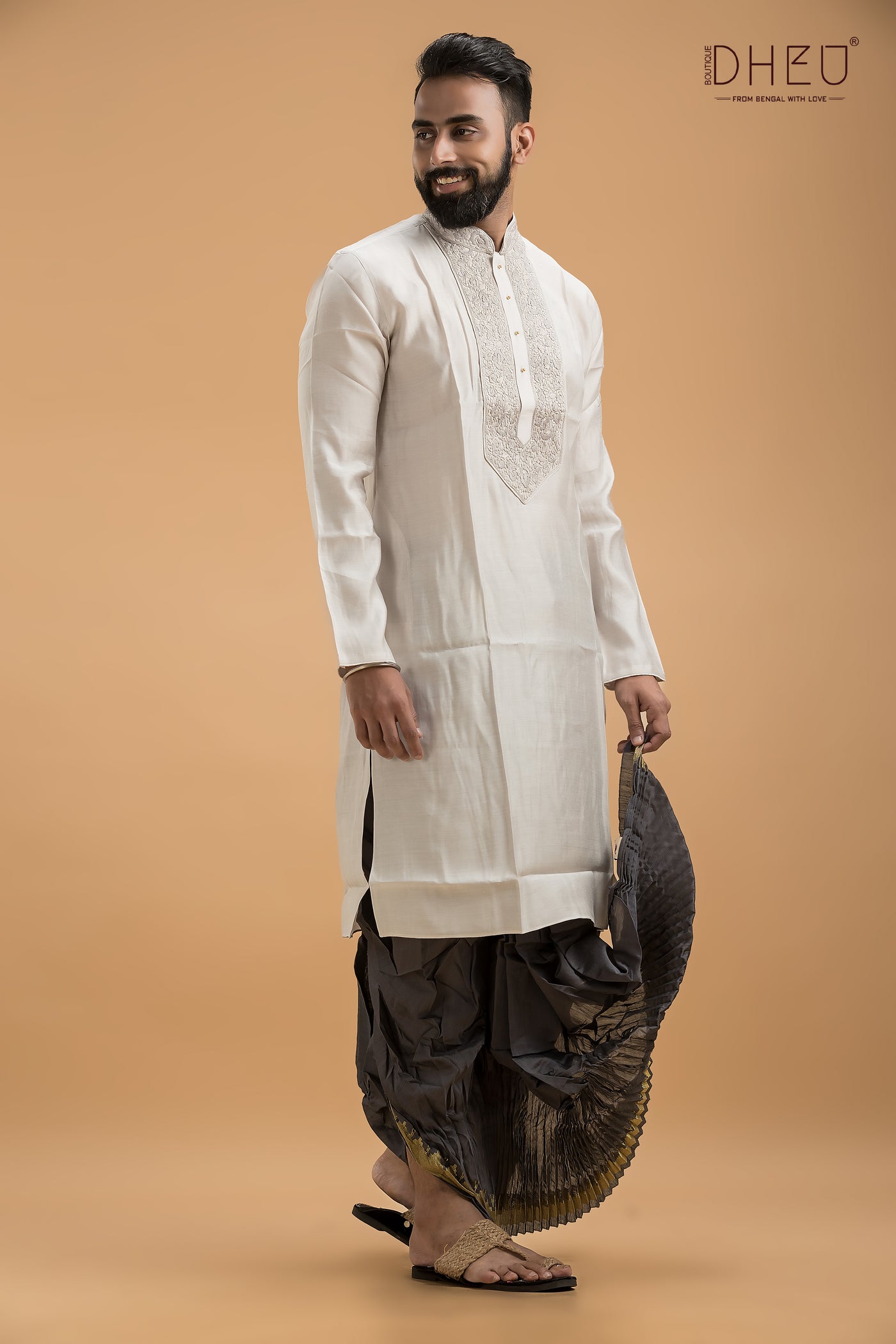 Dheu Designer Silk Kurta & Dhoti(Optional) Set