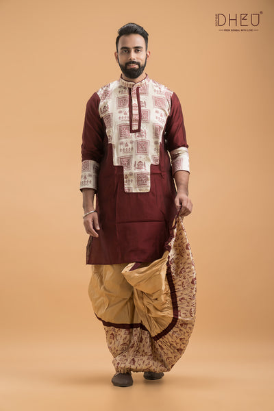 Exclusive Designer Silk Kurta & Dhoti(Optional) Set