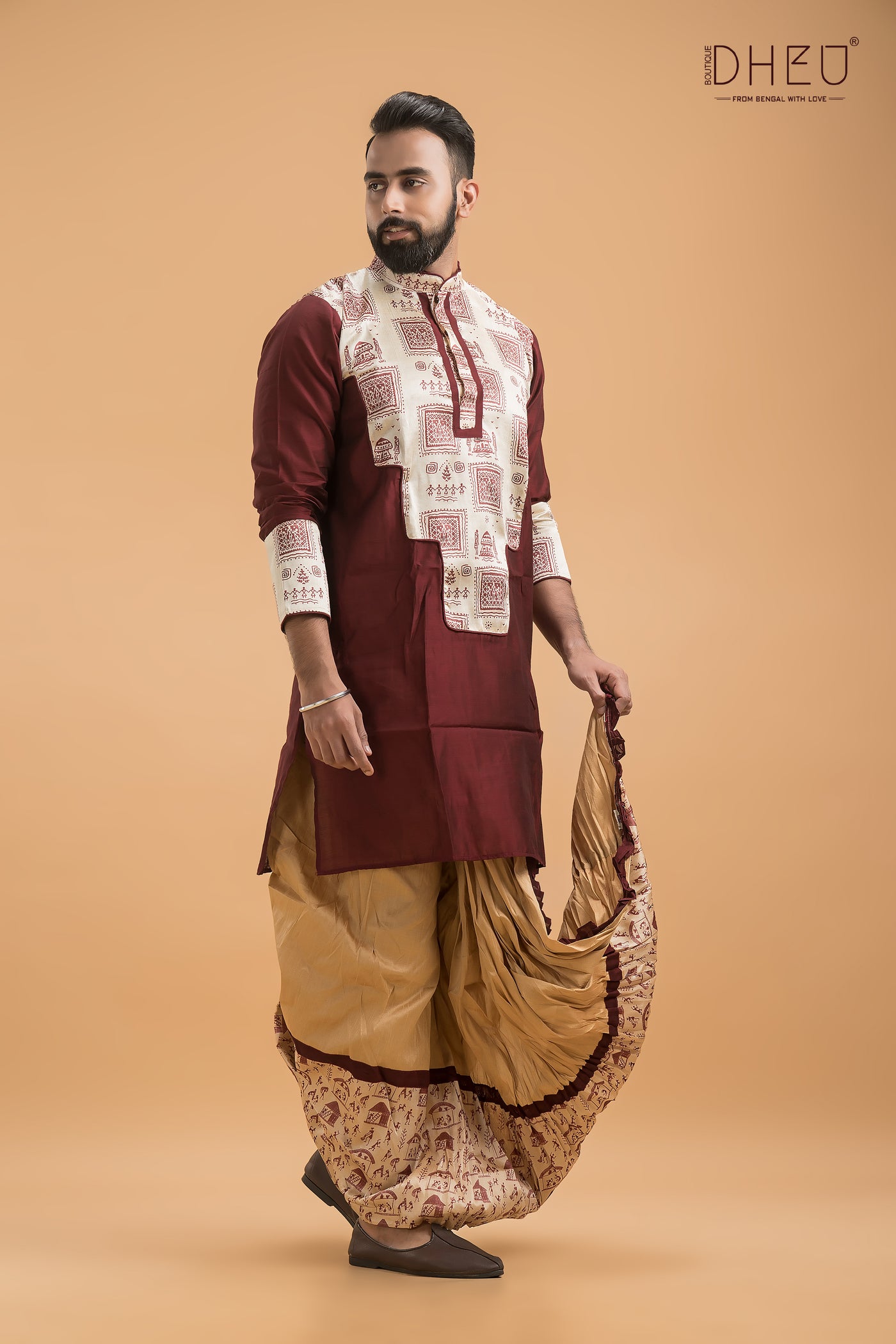 Exclusive Designer Silk Kurta & Dhoti(Optional) Set