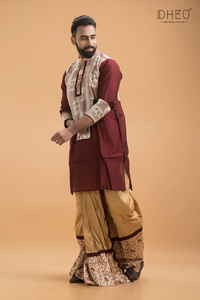 Exclusive Designer Silk Kurta & Dhoti(Optional) Set