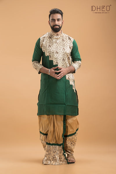 Exclusive Designer Silk Kurta & Dhoti(Optional) Set