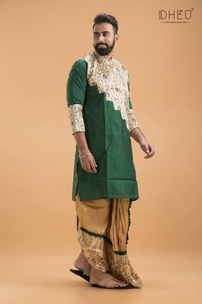 Exclusive Designer Silk Kurta & Dhoti(Optional) Set