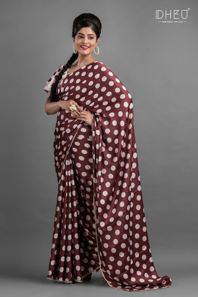 Dheu Exclusive Printed Satin Saree