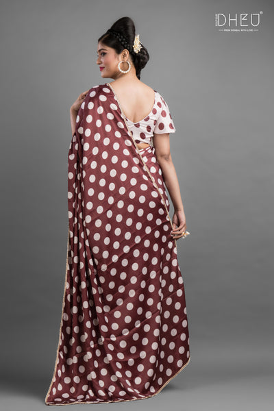 Dheu Exclusive Printed Satin Saree