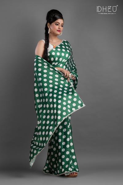 Dheu Exclusive Printed Satin Saree