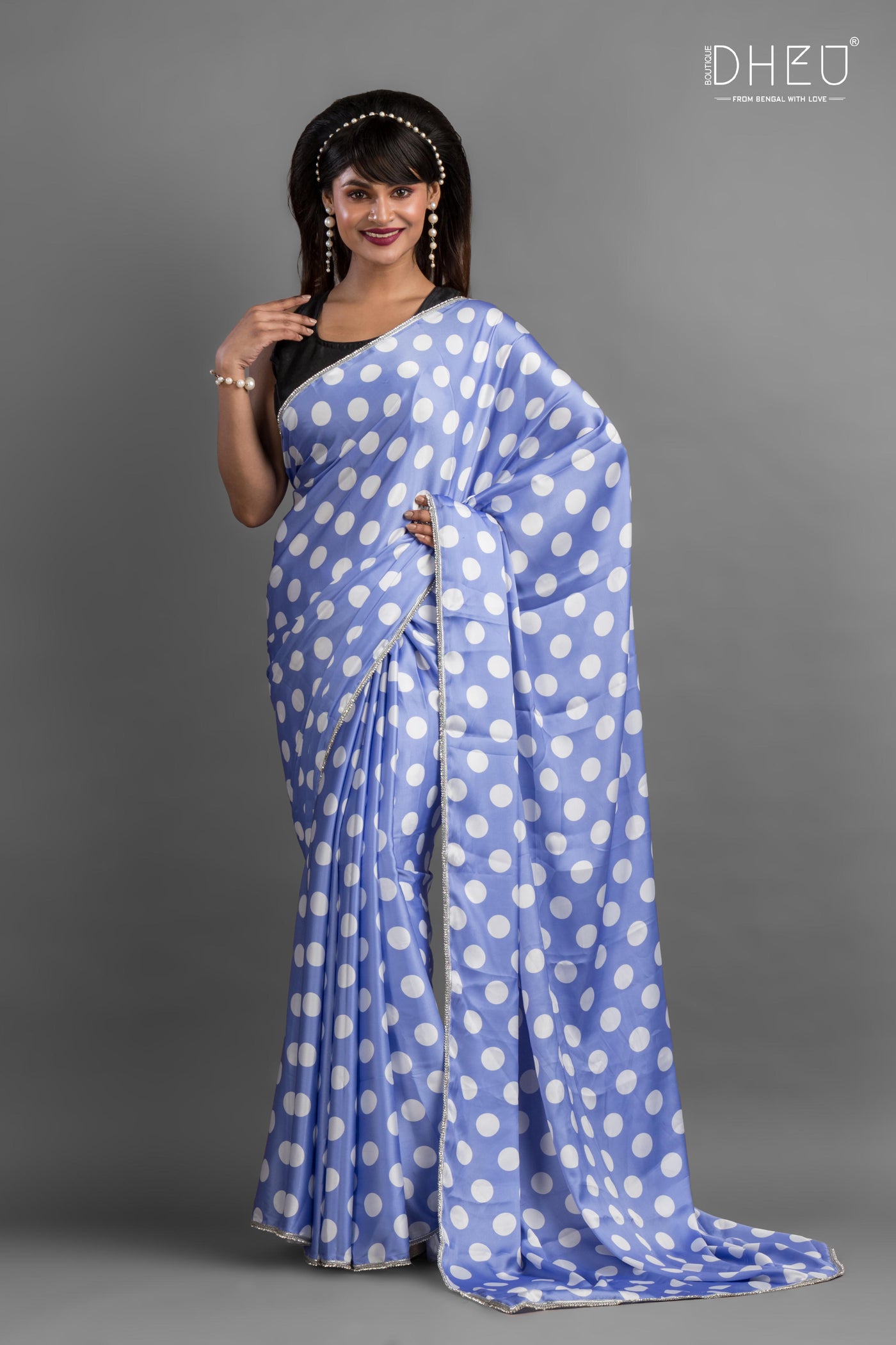 Dheu Exclusive Printed Satin Saree