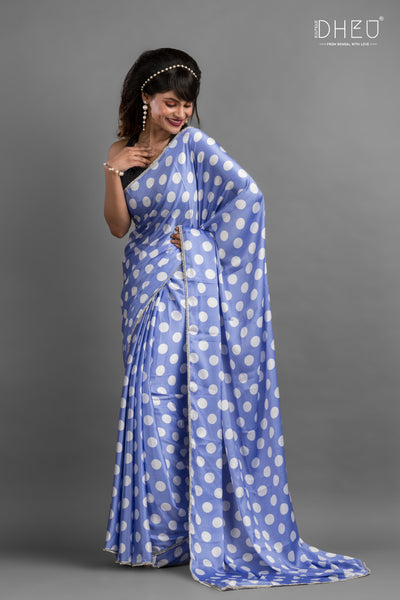 Dheu Exclusive Printed Satin Saree