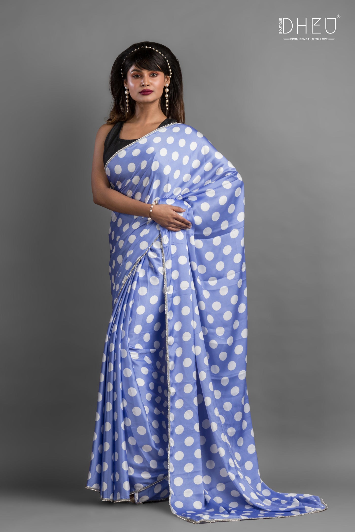 Dheu Exclusive Printed Satin Saree