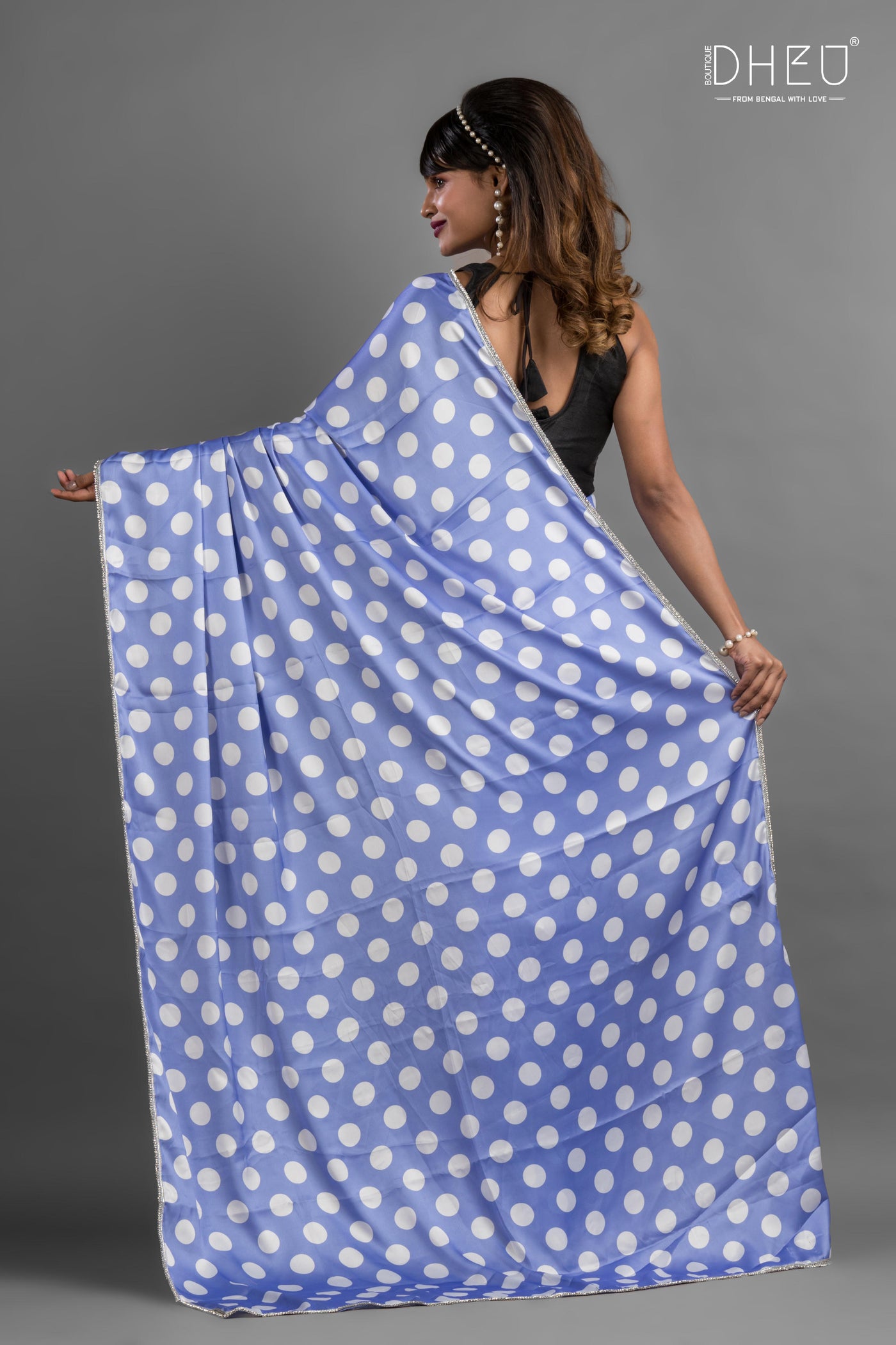 Dheu Exclusive Printed Satin Saree