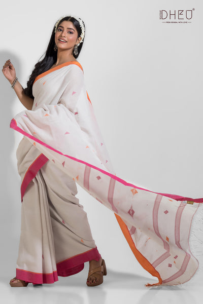 Peena - Pure Khadi Jamdani Cotton Saree