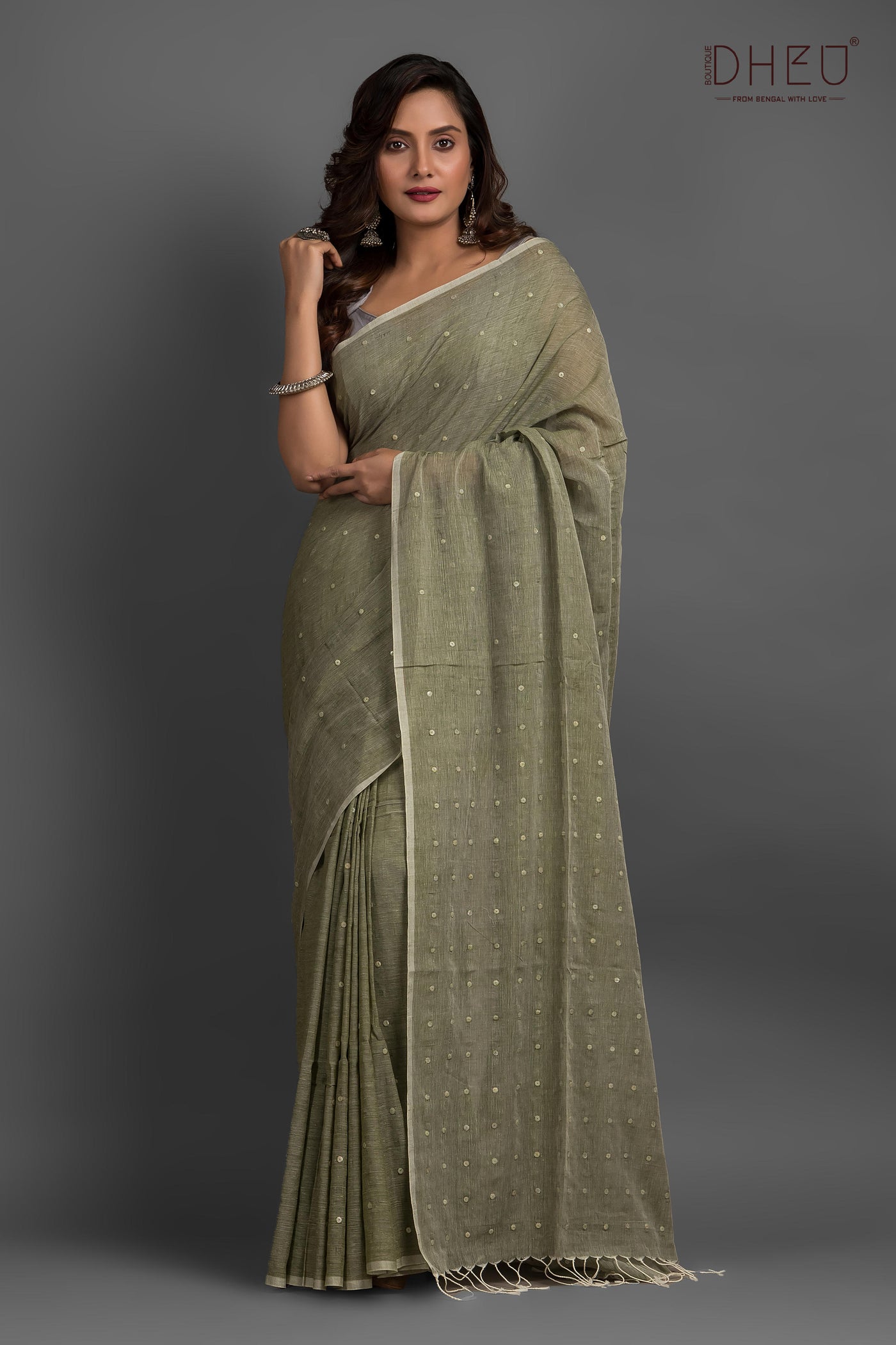 Pure Matka Muslin Gini Saree (Silk Mark Certified)