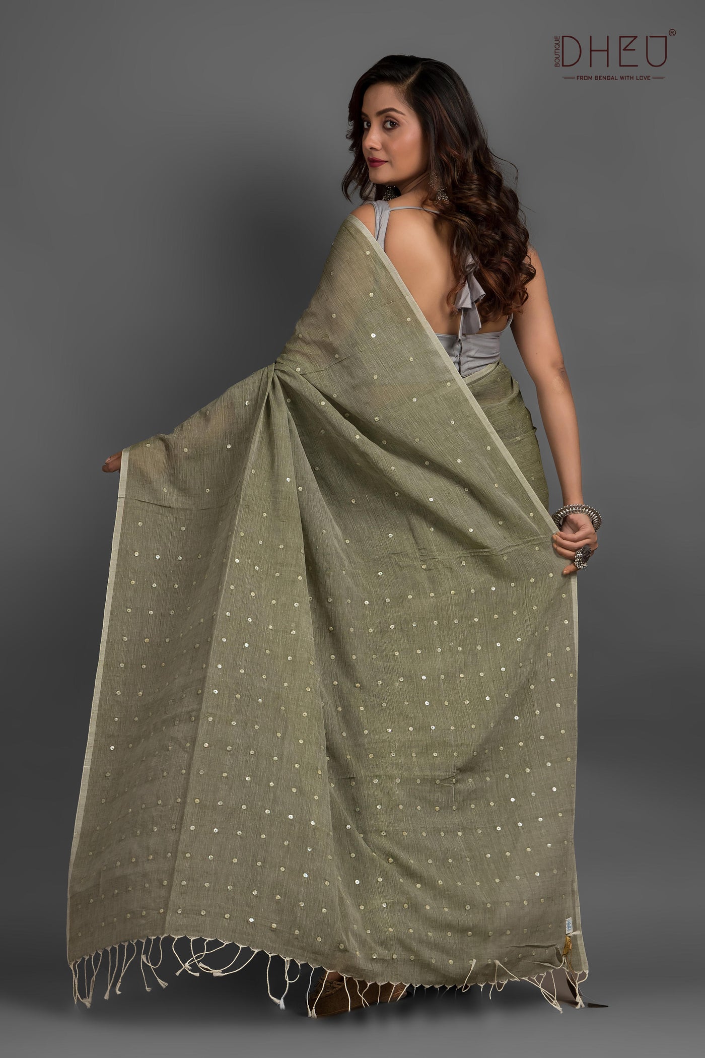 Pure Matka Muslin Gini Saree (Silk Mark Certified)