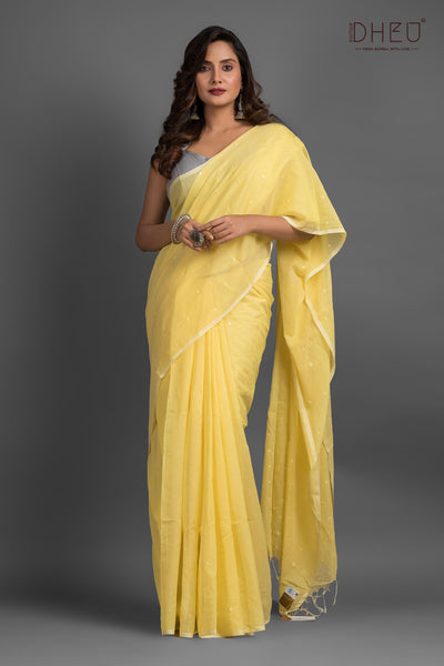 Pure Matka Muslin Gini Saree (Silk Mark Certified)