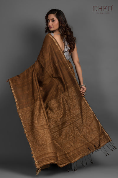 Pure Silk Khadi Matka Saree (Silk Mark Certified)