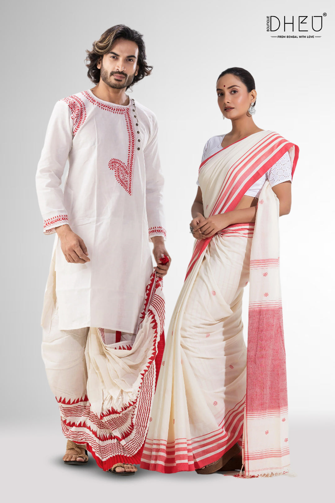 Designer Saree & Kurta Couple Set